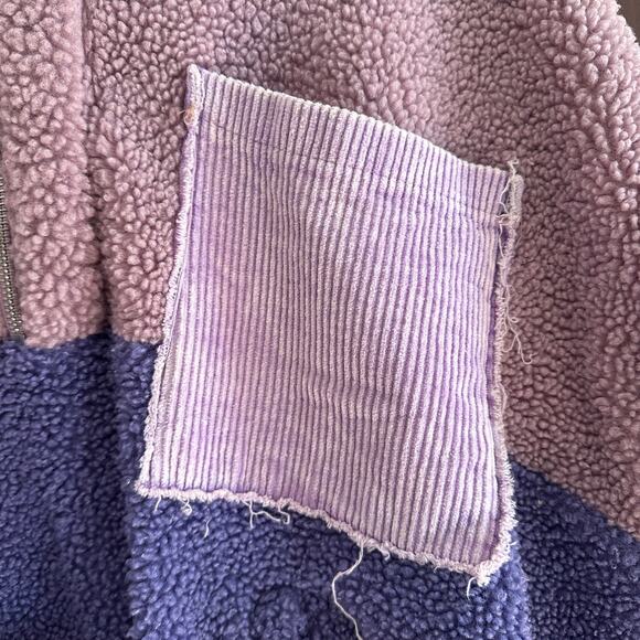 POL | Purple Colorblock Oversized Sherpa Half Zip with Corduroy Pocket | Large - Picture 5 of 5